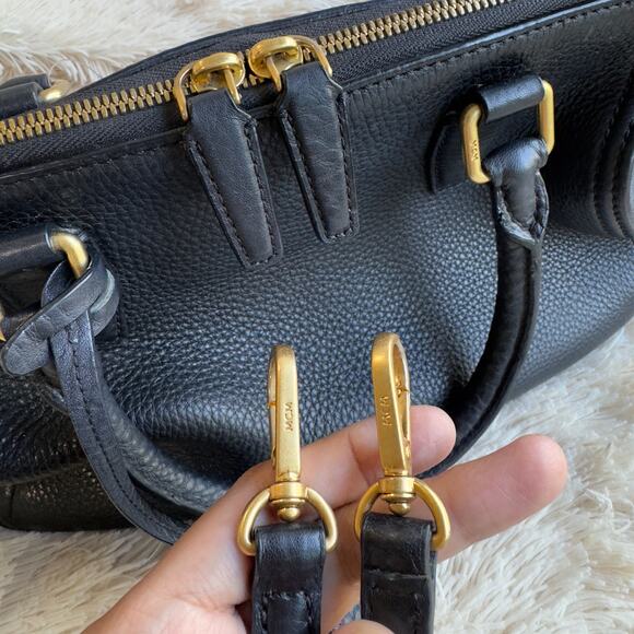 MCM Pebbled Leather Two-Way Handbag - Black - Picture 13 of 15